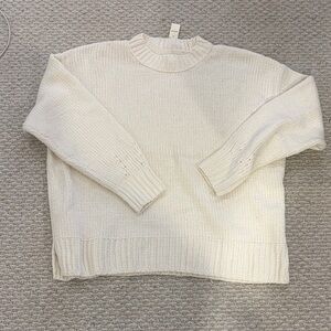 aerie Cream Crewneck Knit Sweater